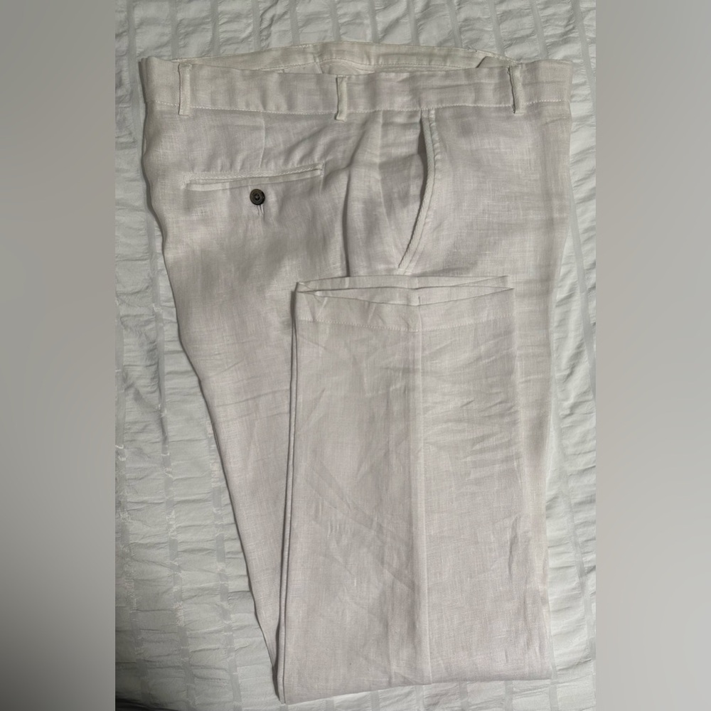 Men’s Tasso Elba white linen pants 32x30